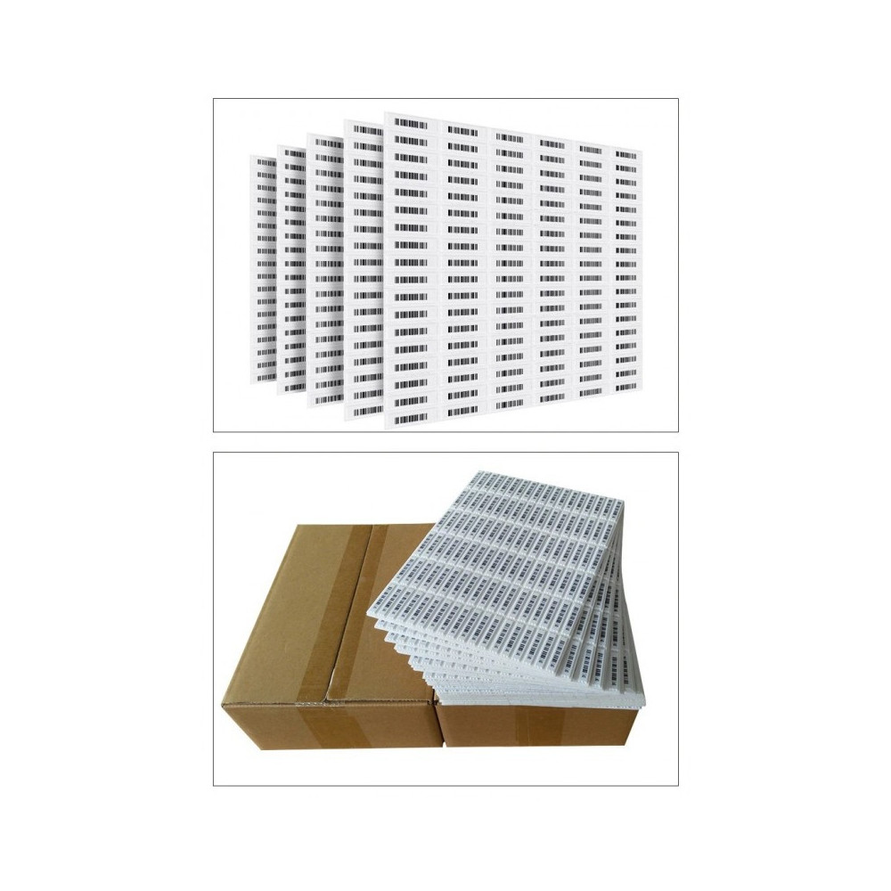 Set mit 1080 selbstklebenden Sicherheitsetiketten – AM 58kHz EAS System, mit Barcode