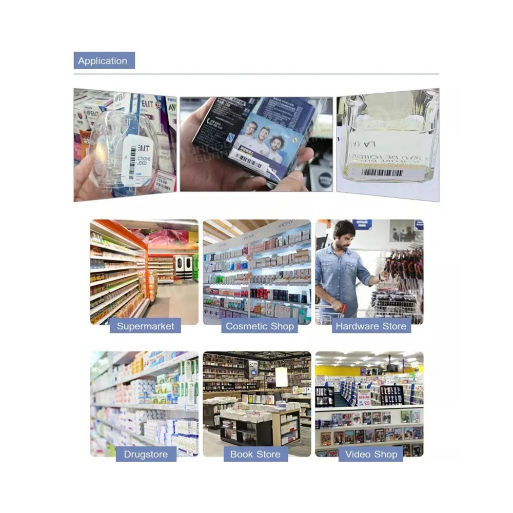 Set mit 1080 selbstklebenden Sicherheitsetiketten – AM 58kHz EAS System, mit Barcode