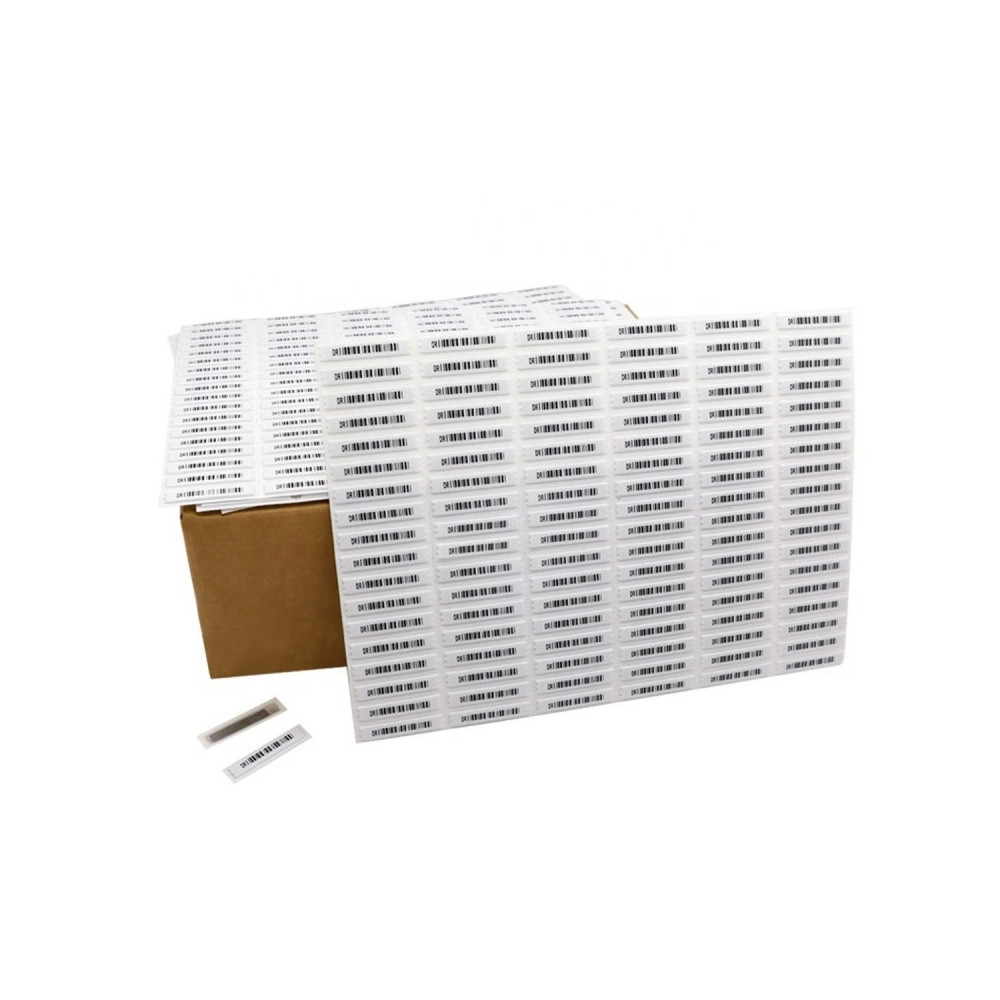Set mit 1080 selbstklebenden Sicherheitsetiketten – AM 58kHz EAS System, mit Barcode