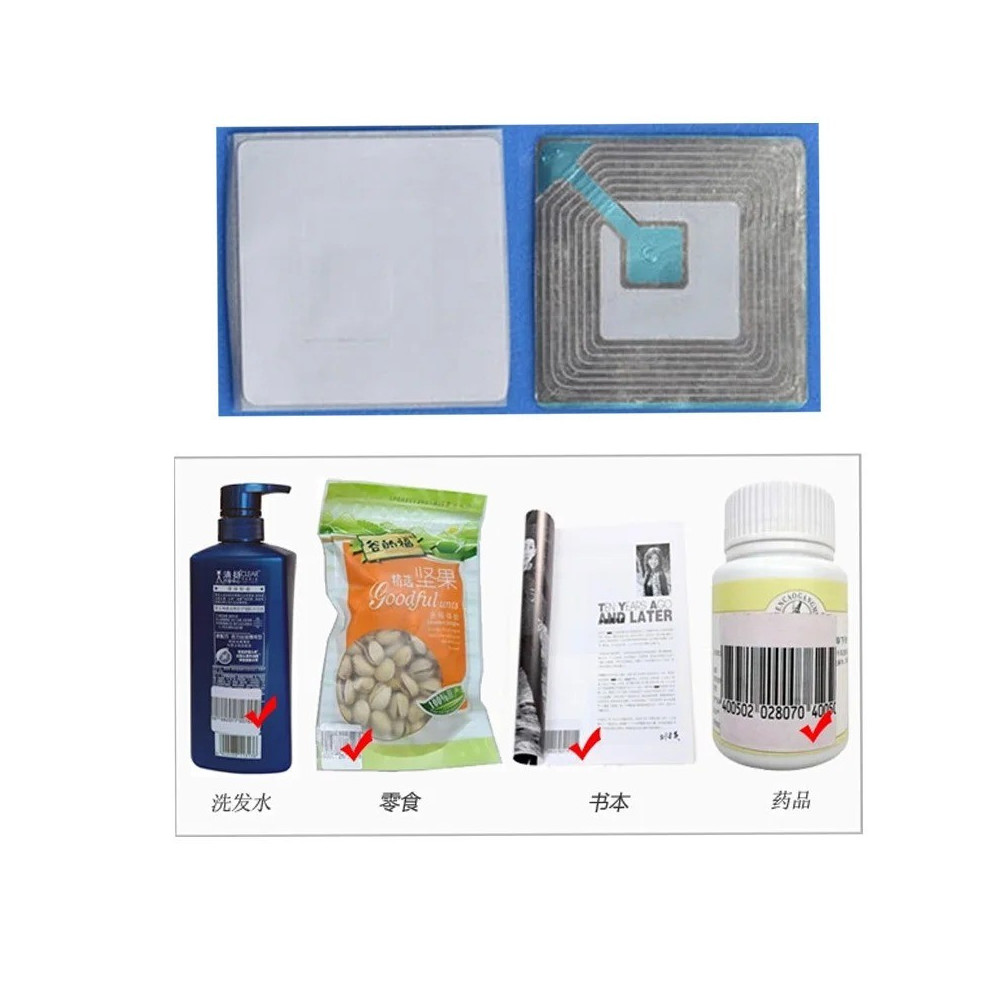 Set mit 5000 RF82MHz Sicherheitsetiketten – 4×4cm, kompatibel mit Checkpoint, mit Barcode
