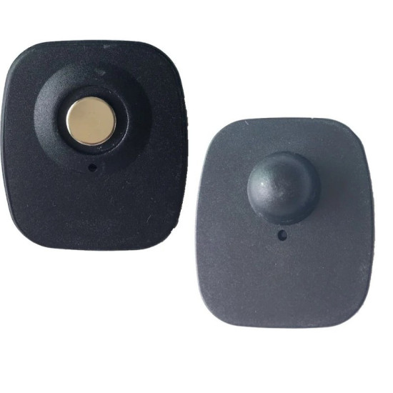 Sicherheitsetiketten mit Nadel für EAS RF82MHz – 100 Stück, wiederverwendbar, schwarz