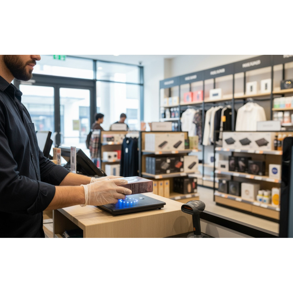 Deaktivator für Sicherheitsetiketten – 58kHz/8,2MHz, mit akustischem & optischem Alarm, ABS-Gehäuse