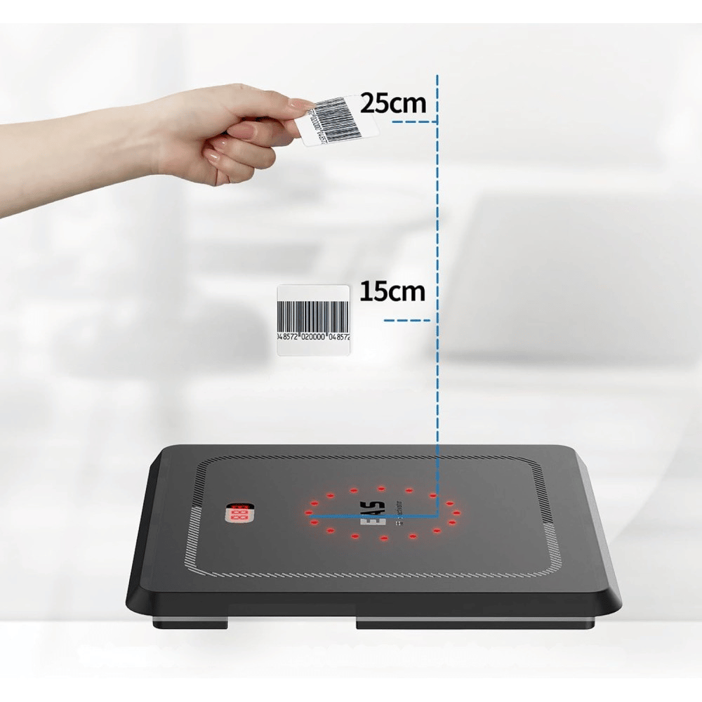 Deaktivator für Sicherheitsetiketten – 58kHz/8,2MHz, mit akustischem & optischem Alarm, ABS-Gehäuse